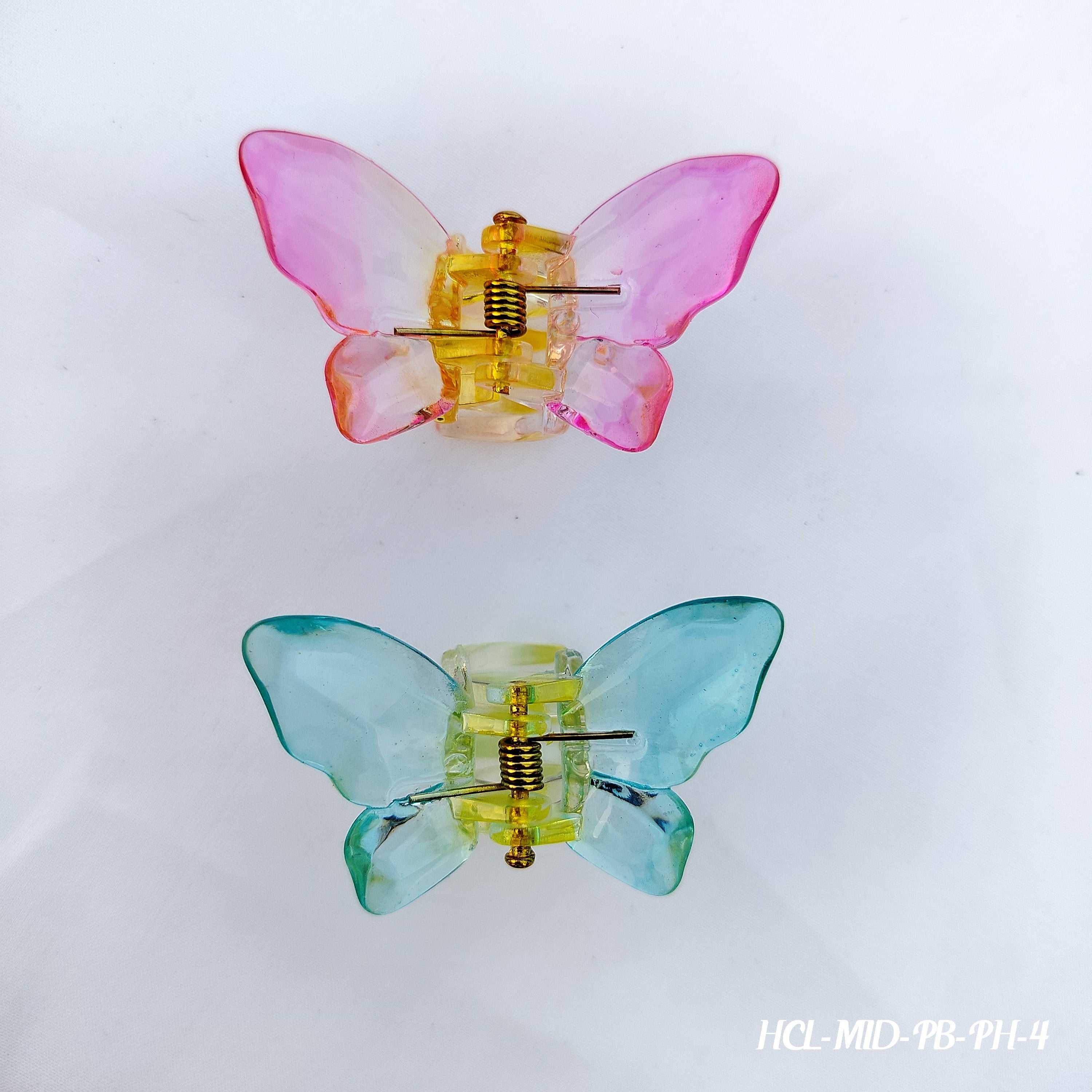 Butterfly Hair Clips - Premium Resin Claw Set of 2 Clips (Pink & Turquoise)