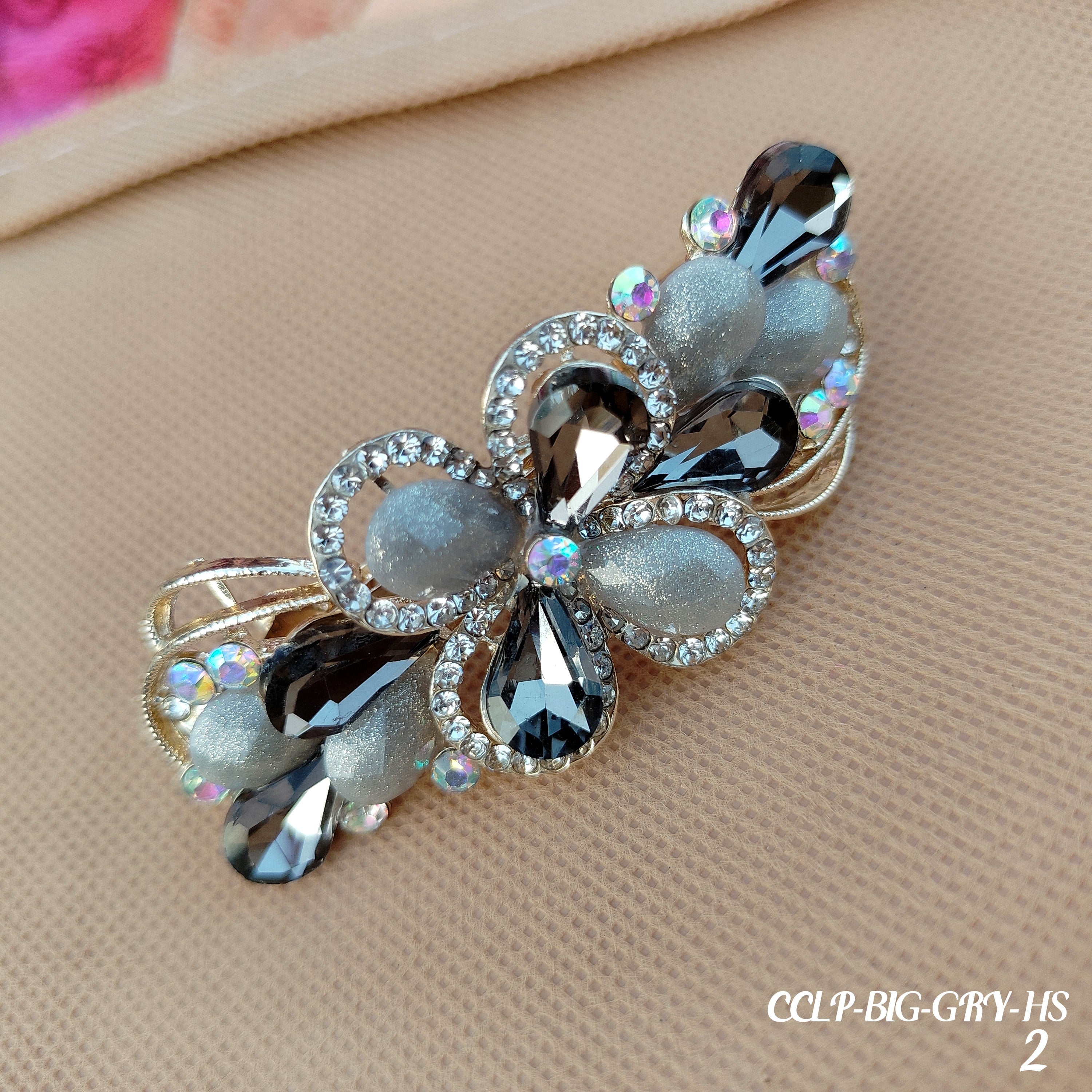 Elegant Floral Crystal Hair Centre Clips