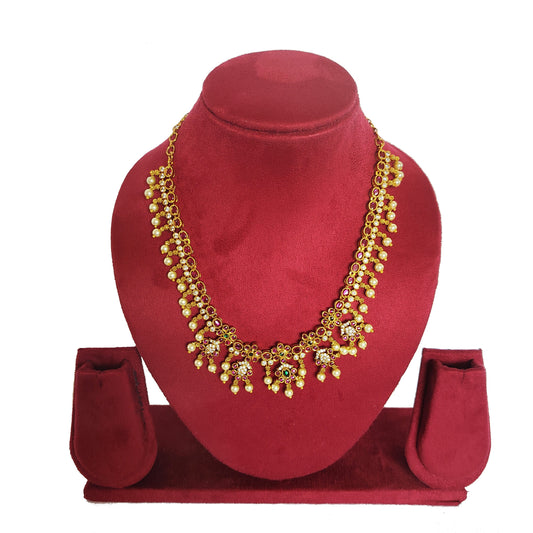 Premium Gold Plated Pearl Drop Necklace - Traditional Indian Jewelry