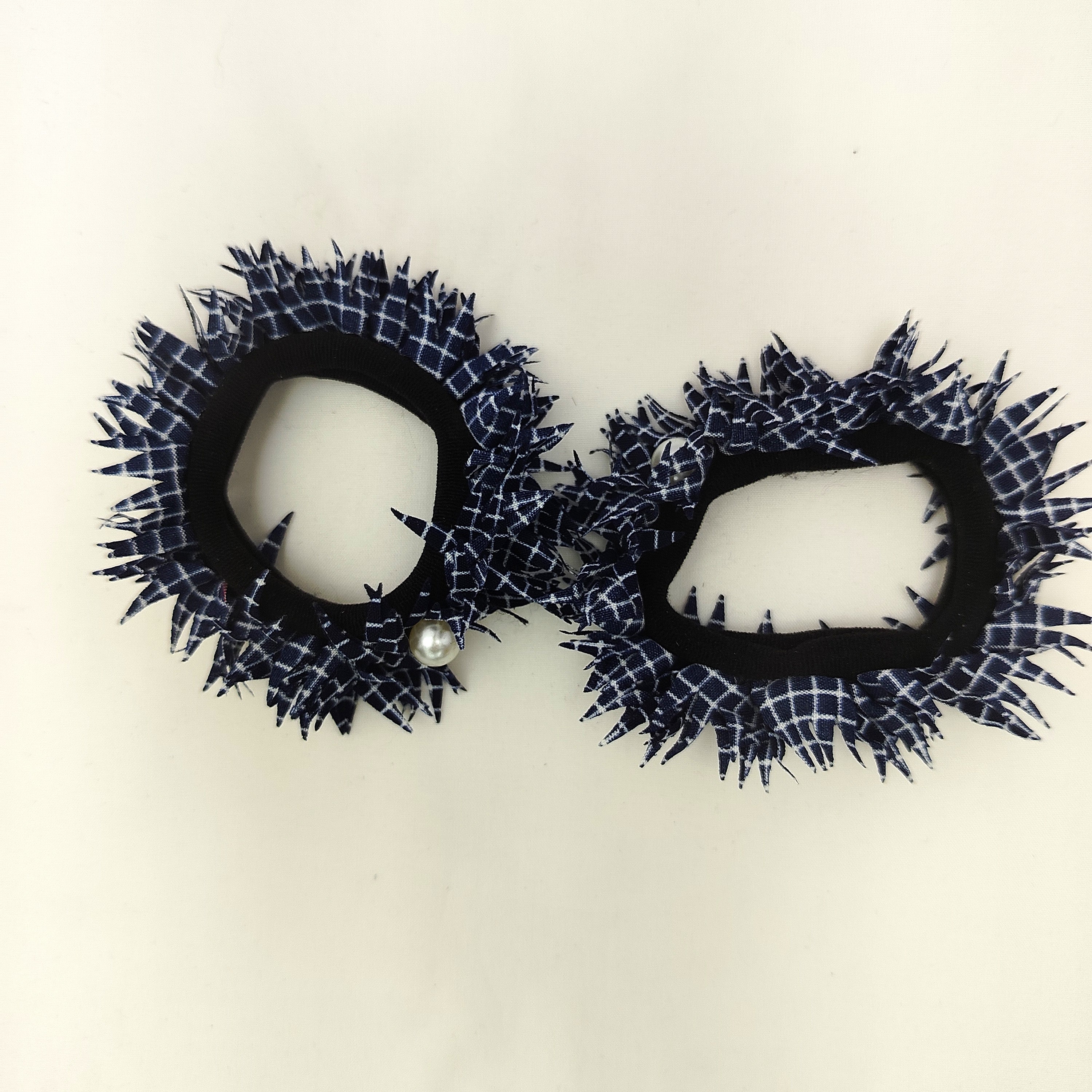 Checked fabric Hairbands pair