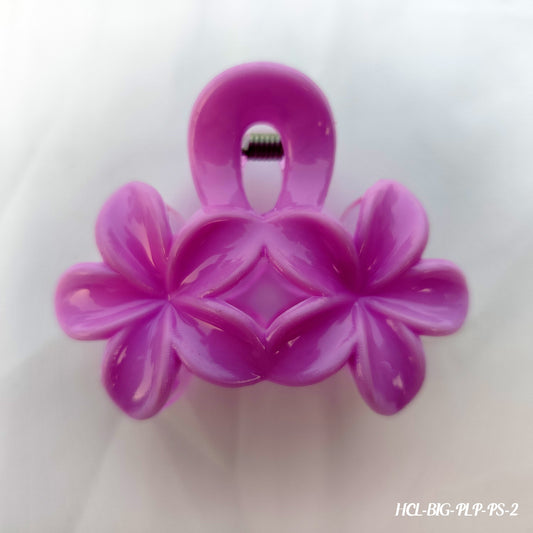 Large Dual-Finish Flower Claw Clip - Translucent & Solid Hair Clip