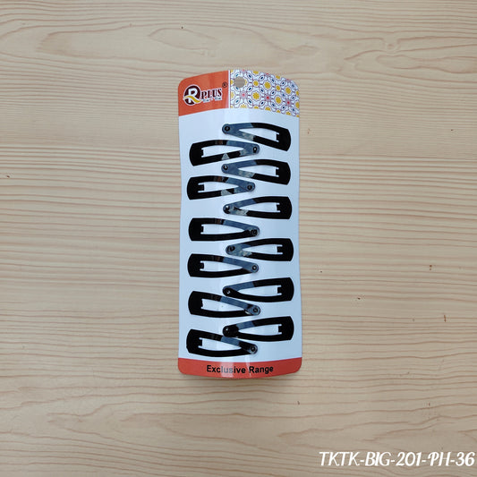 Black Snap Hair Clips - Set of 12 (Small Size)