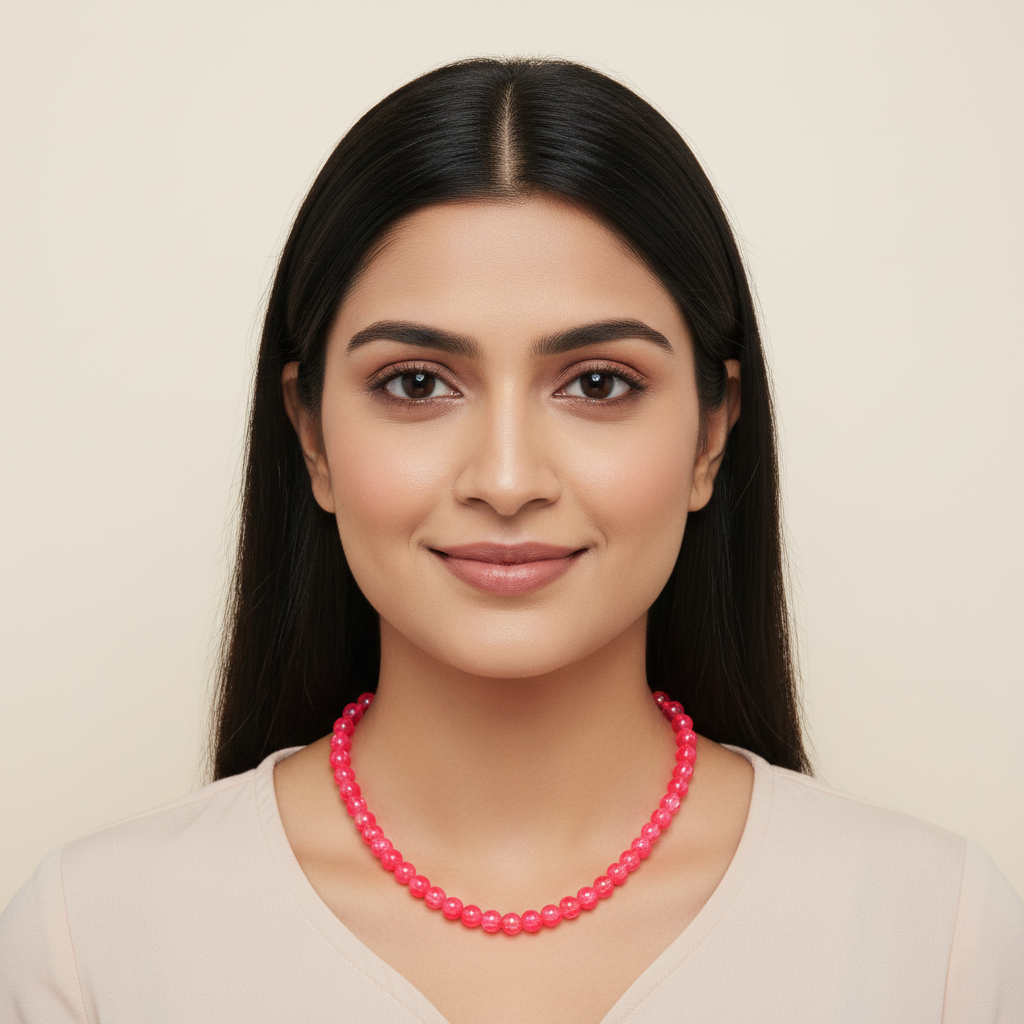 Pink Crystal Beaded Chain Necklace