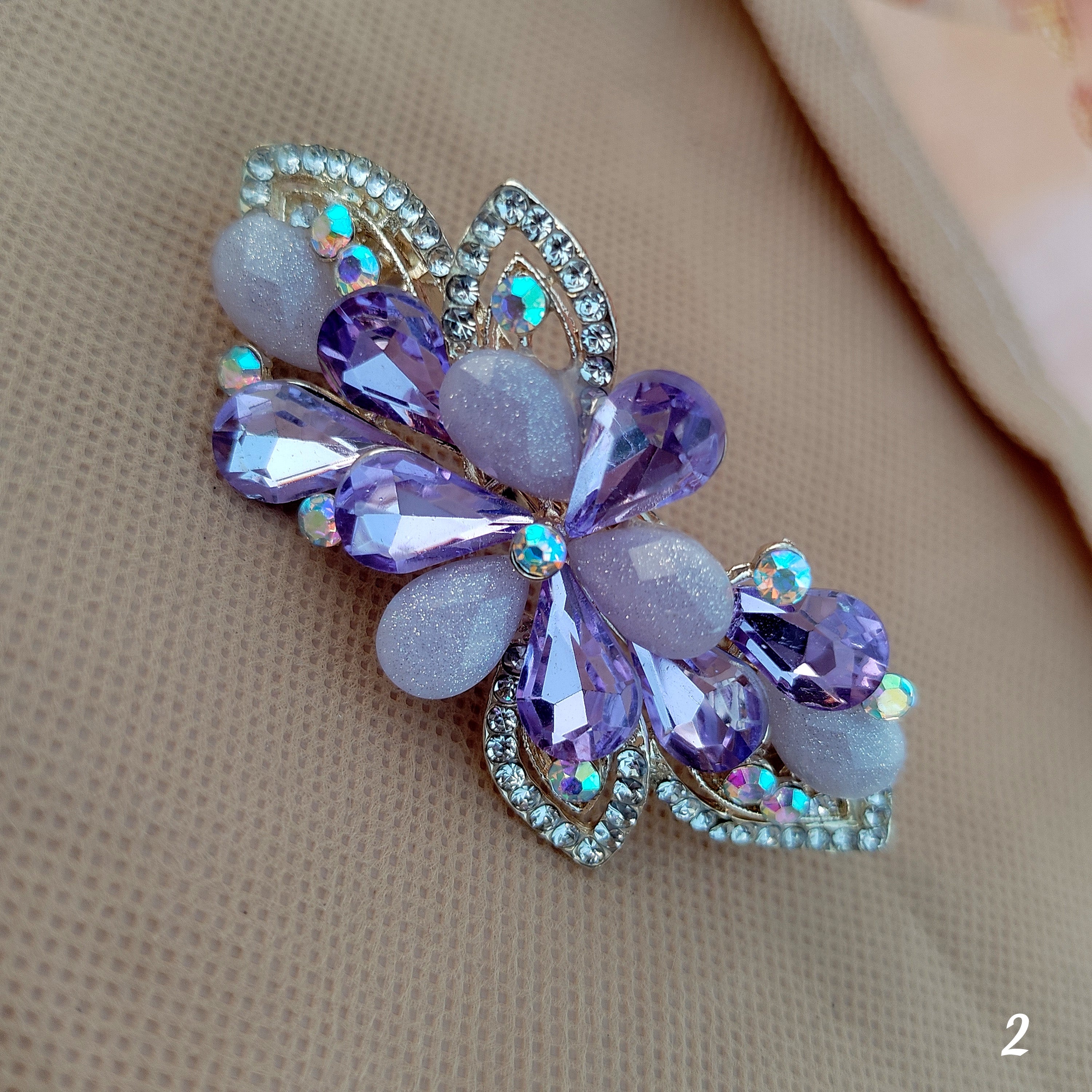 Luxe Crystal Butterfly Hair Clip - Multicolor Variants