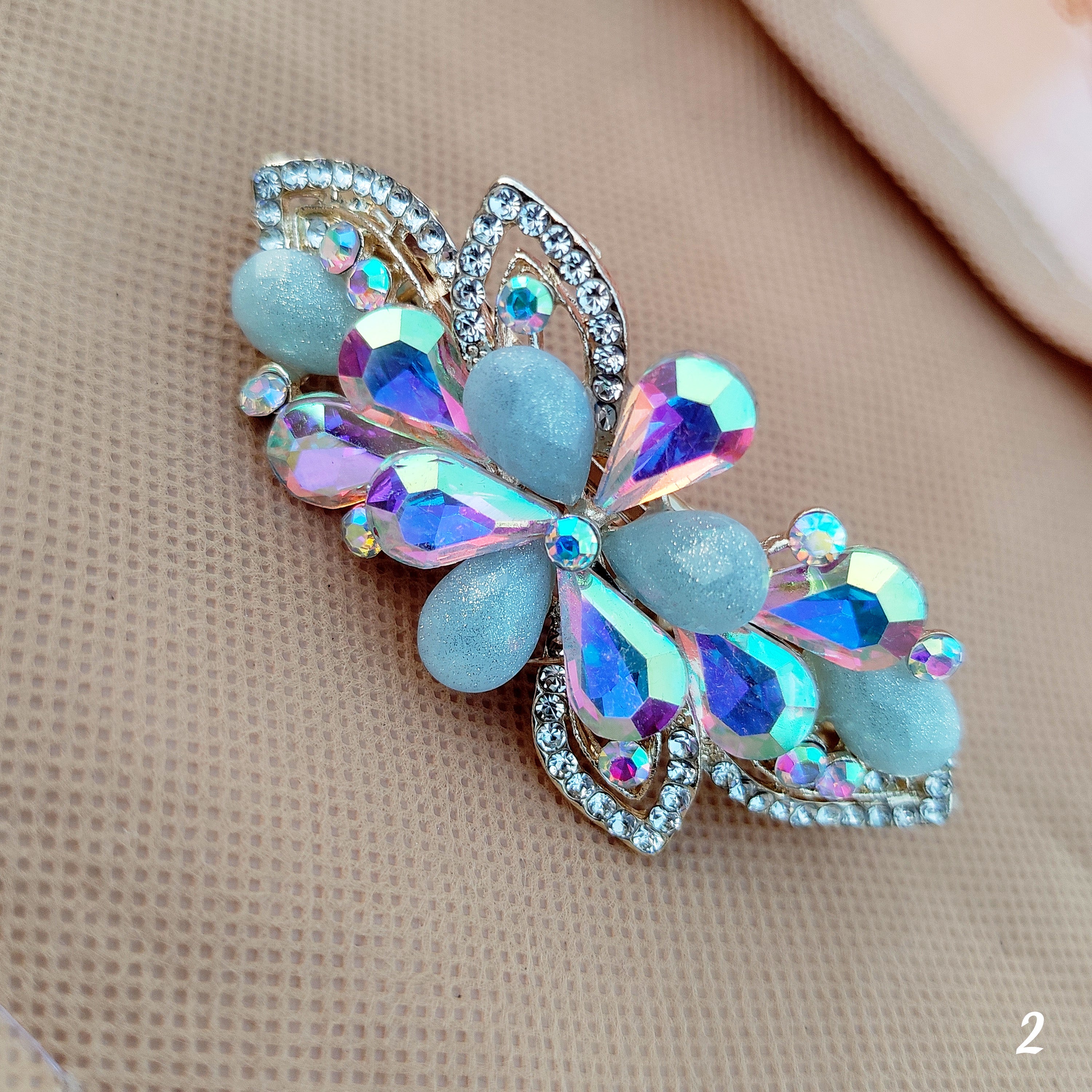 Luxe Crystal Butterfly Hair Clip - Multicolor Variants