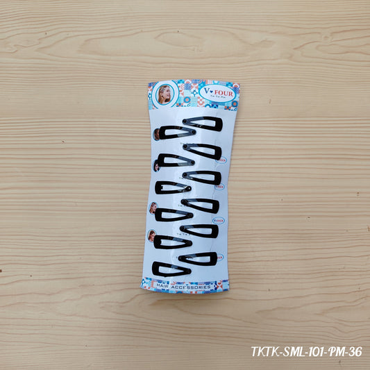 Black Snap Hair Clips - Set of 12 (Mini Size)