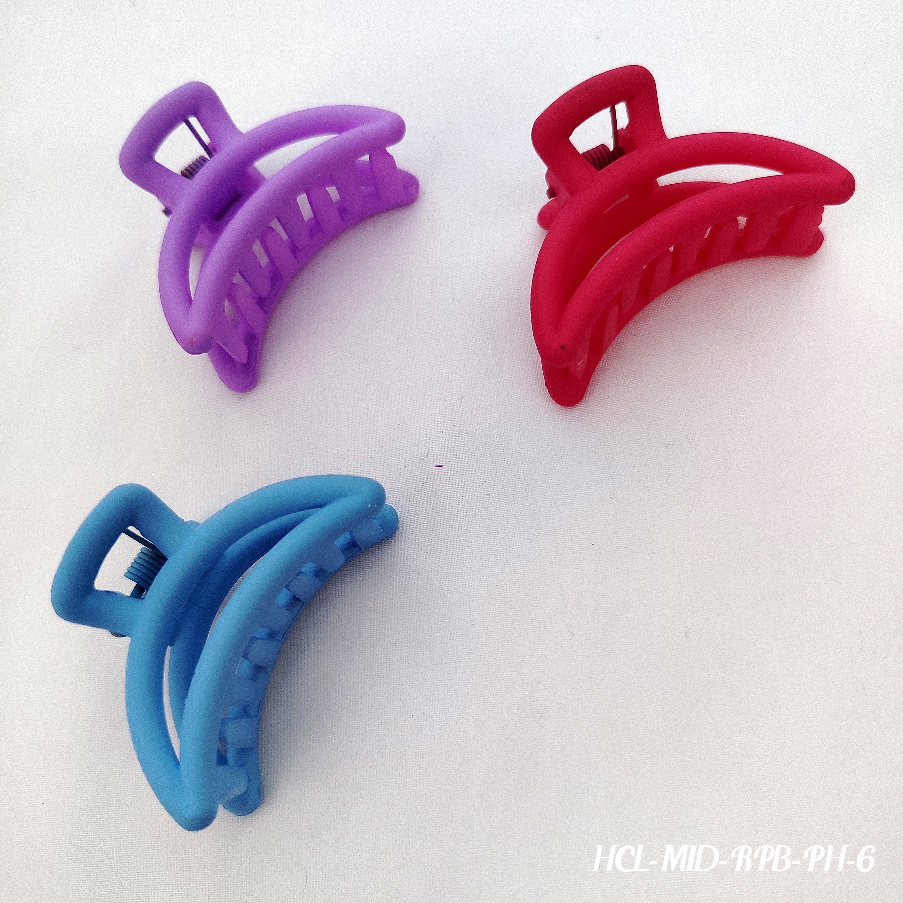 Classic Claw Hair Clips - Set of 3 (Purple, Red & Blue)