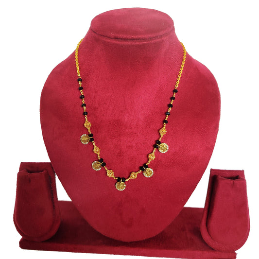 Premium Gold Plated Necklace with Black Beads - Traditional Indian Jewelry