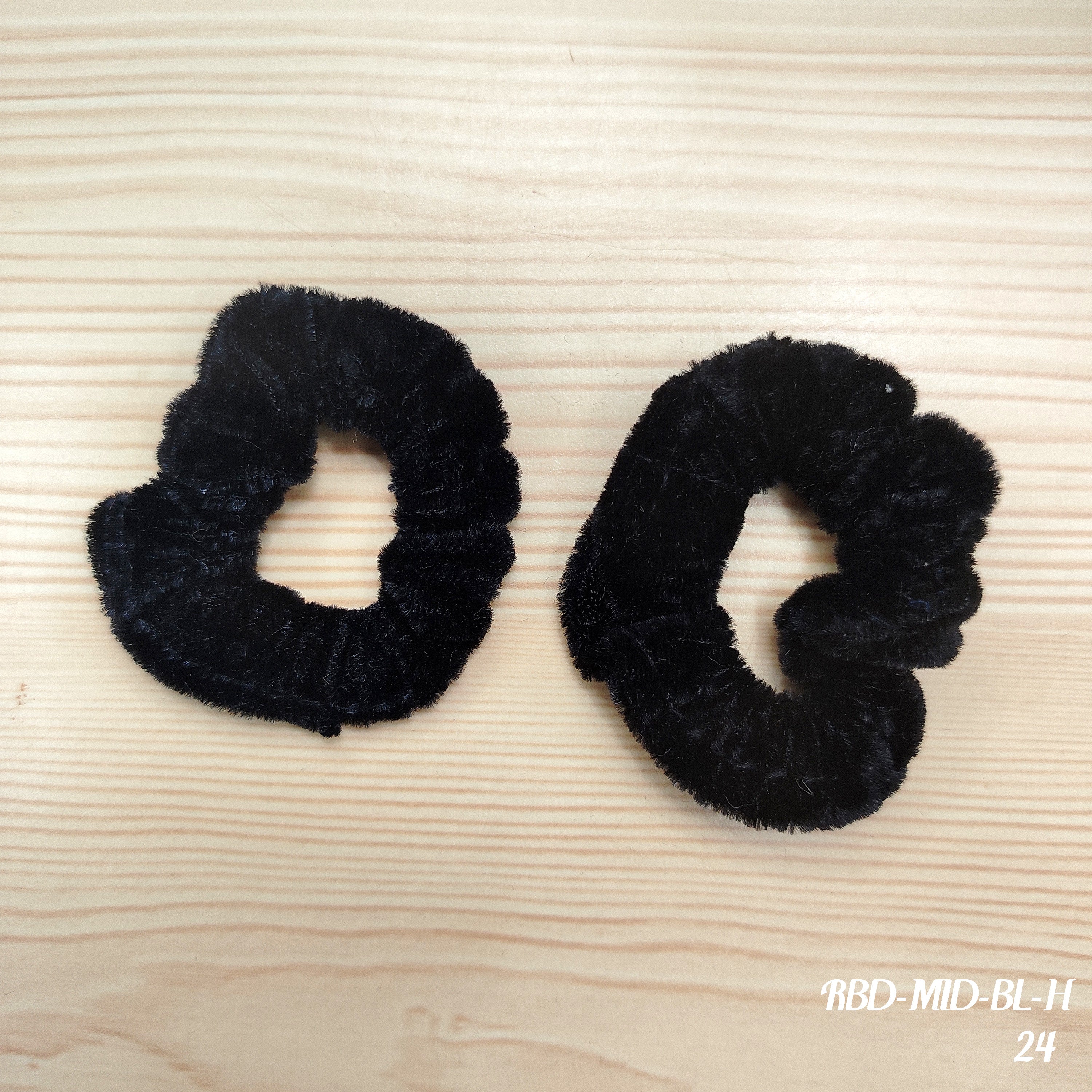 Luxe Black Velvet Hair Scrunchies - Set of 2