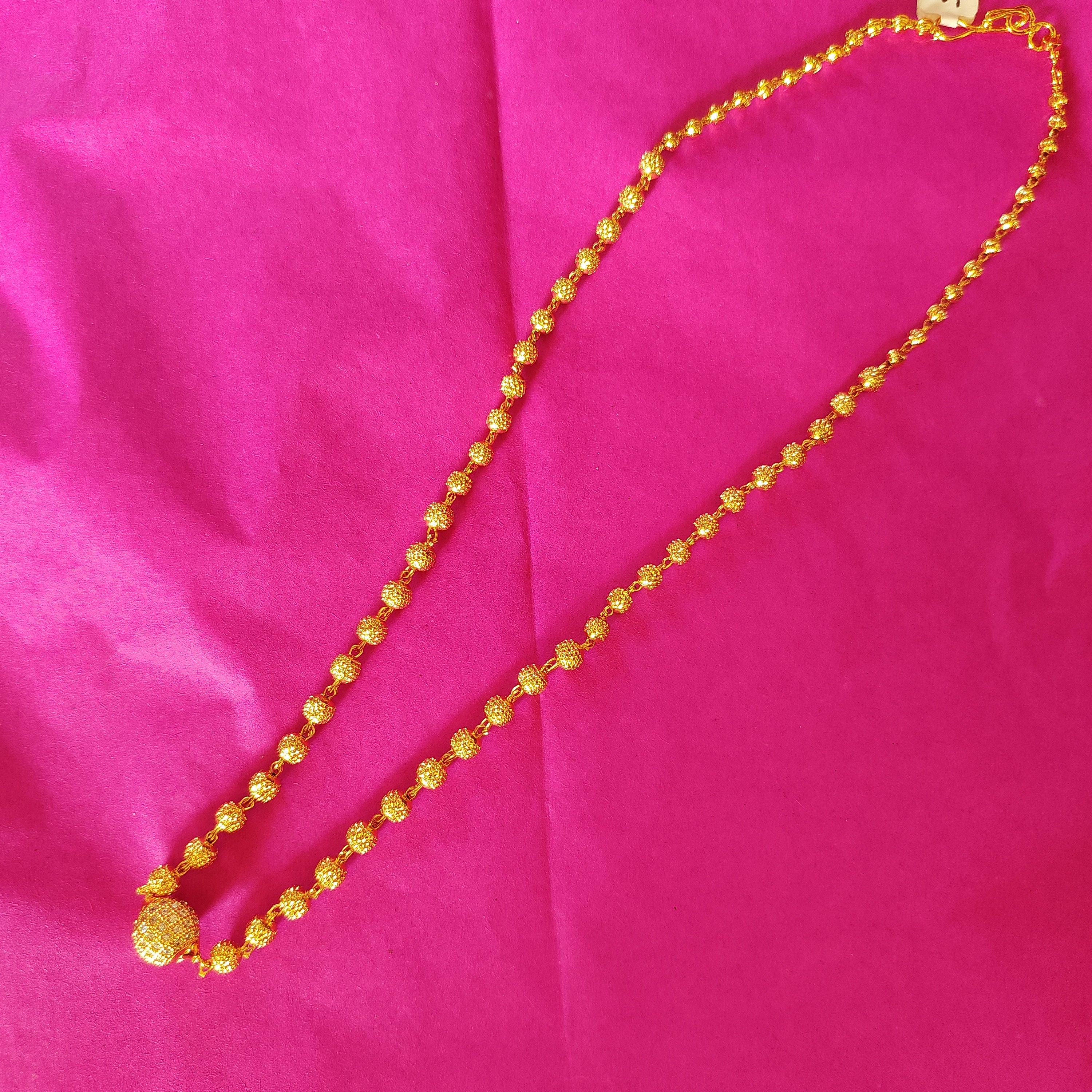 Classic gold beaded chain-Pure gold plated 18 inches length
