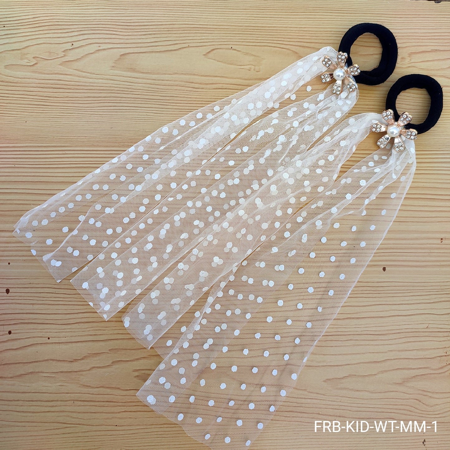 Polka Dot Mesh Hair Rubber Bands - Set of 2