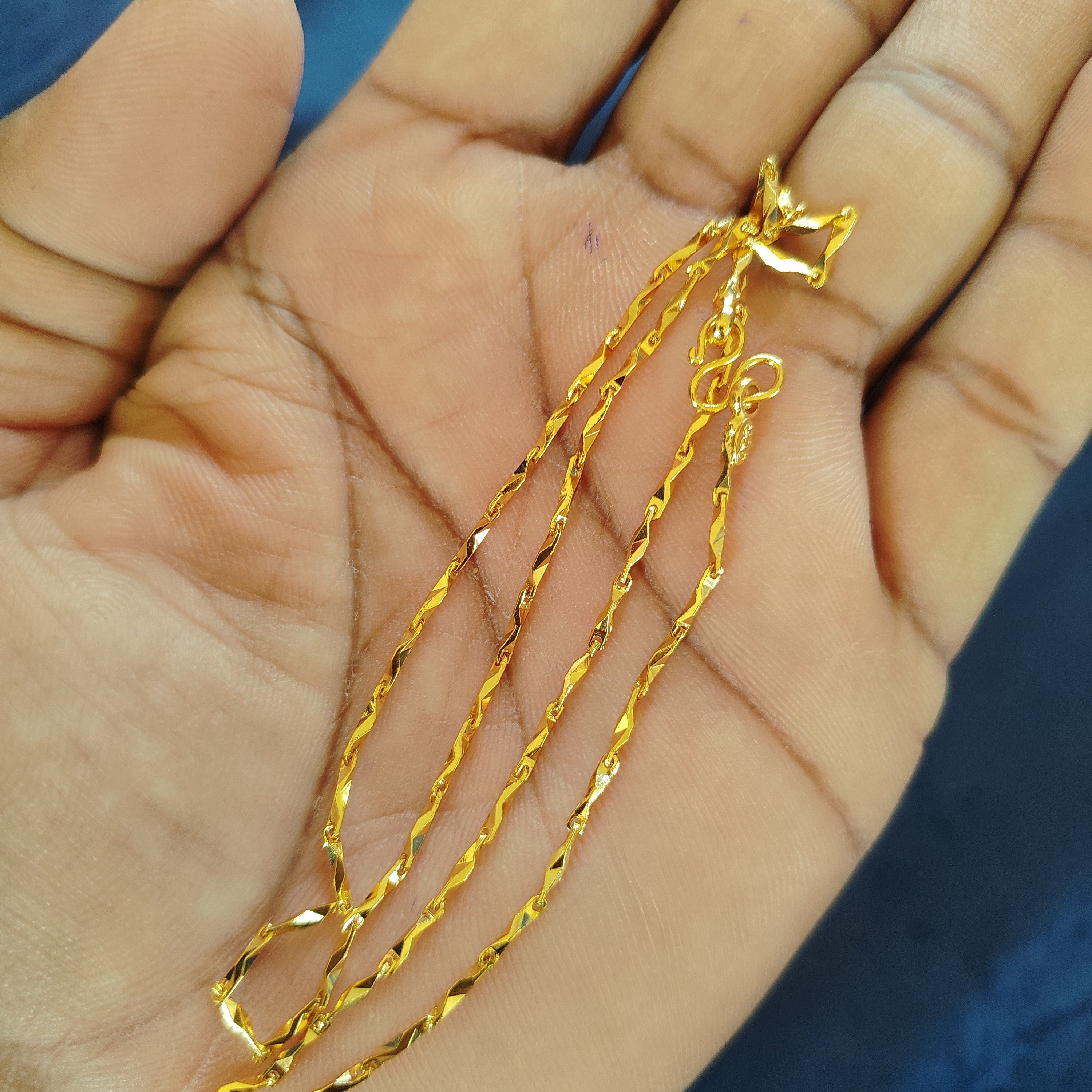 Elegant single-line neck chain- Pure Gold plated 18 inches Daily wear Chain