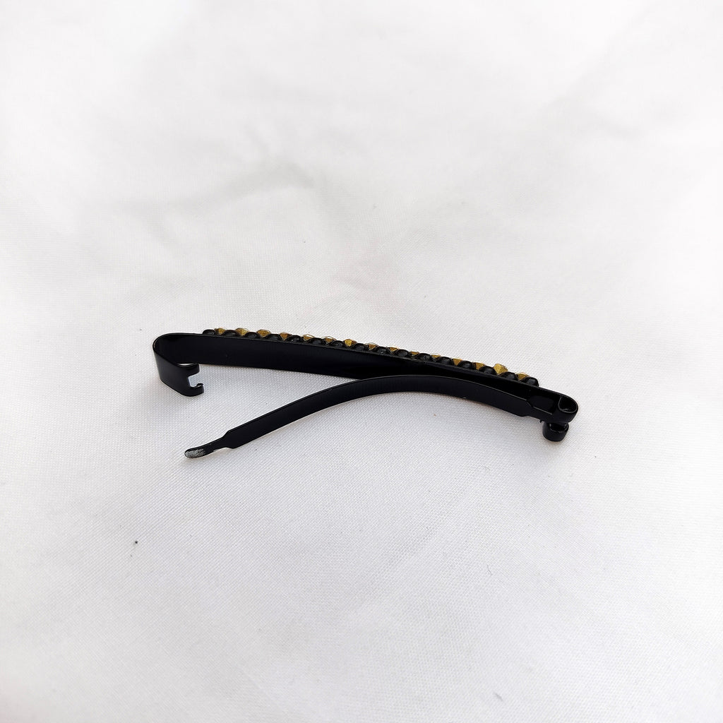 Crystal Rhinestone Hair Clip - Medium Length (Black)