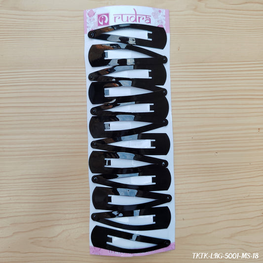 Black Snap Hair Clips - Set of 12