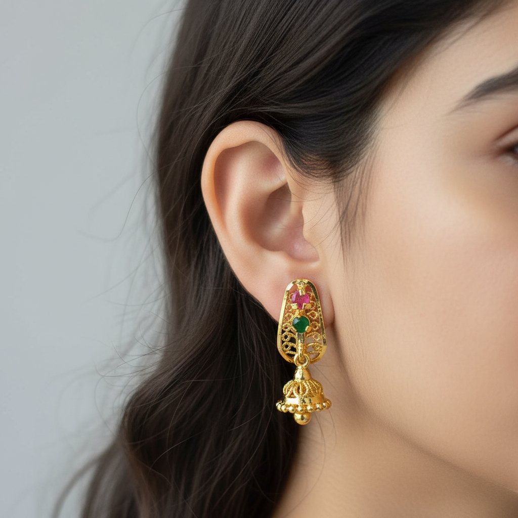Gold plated Jhumka earrings