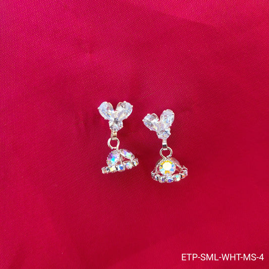 White Crystal Butterfly Jhumka Earrings