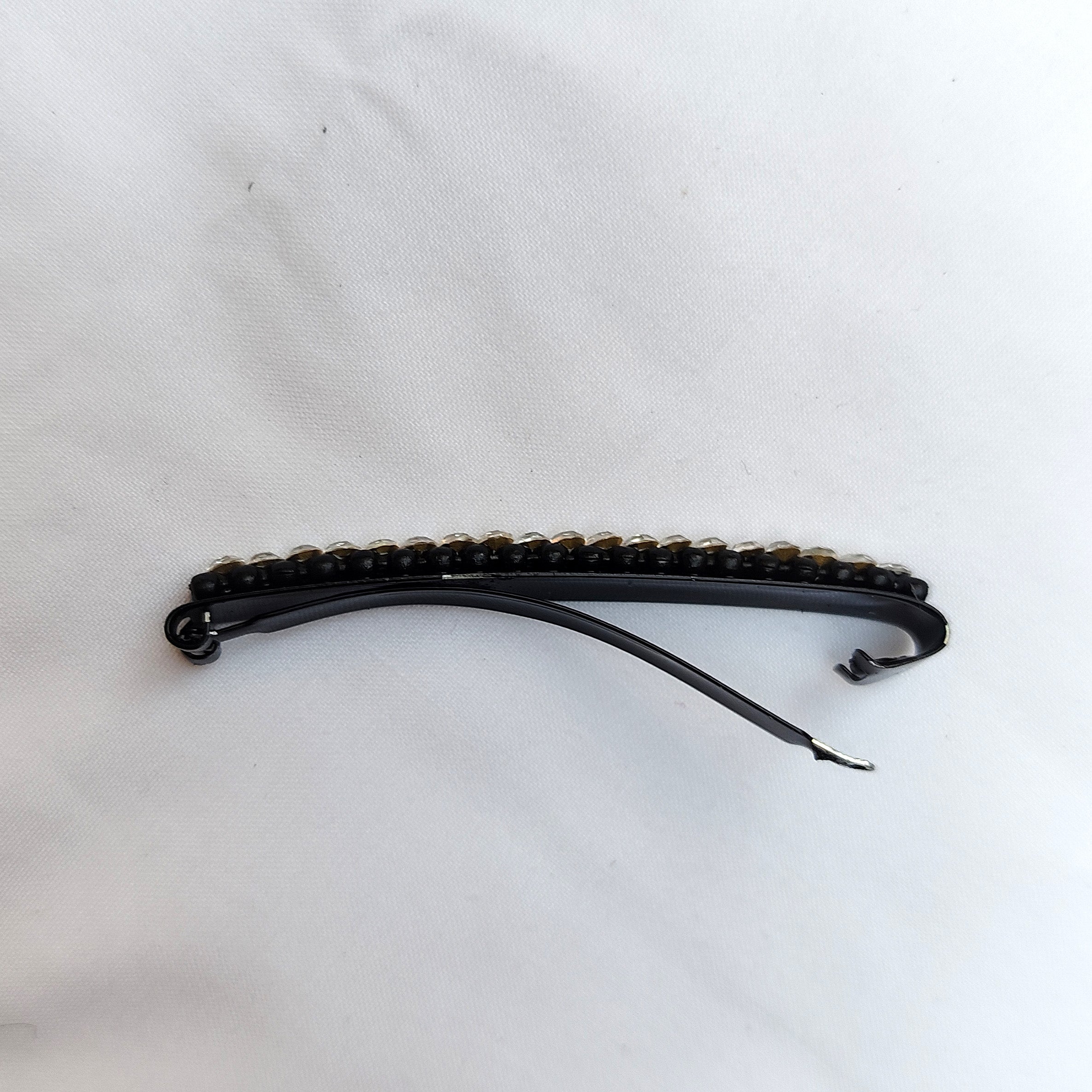Crystal Rhinestone Hair Clip - Large (Black)